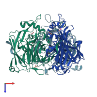 PDB entry 2pp9 coloured by chain, top view.