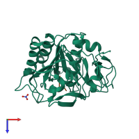 PDB entry 2pq2 coloured by chain, top view.