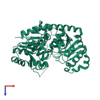 PDB entry 2pq6 coloured by chain, top view.