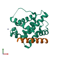 PDB entry 2pqk coloured by chain, front view.