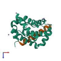 PDB entry 2pqk coloured by chain, top view.