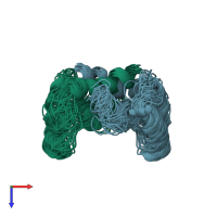 PDB entry 2pru coloured by chain, ensemble of 20 models, top view.