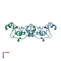 PDB entry 2psp coloured by chain, top view.