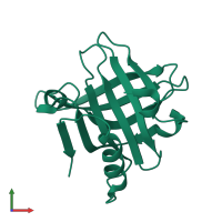 PDB entry 2q2m coloured by chain, front view.