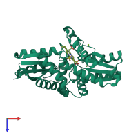 PDB entry 2q2n coloured by chain, top view.