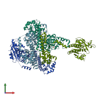 PDB entry 2q6t coloured by chain, front view.