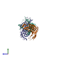 PDB entry 2q8b coloured by chain, side view.