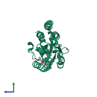 PDB entry 2q8q coloured by chain, side view.