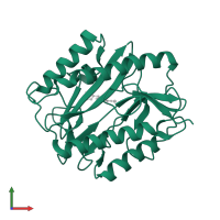 Methionine aminopeptidase in PDB entry 2q96, assembly 1, front view.