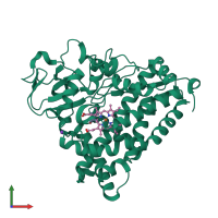 PDB entry 2qbo coloured by chain, front view.