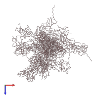 PDB entry 2qfg coloured by chain, ensemble of 12 models, top view.