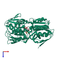 PDB entry 2qfu coloured by chain, top view.