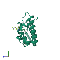 PDB entry 2qhw coloured by chain, side view.