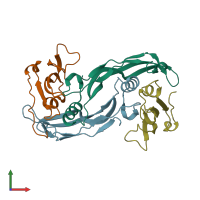 PDB entry 2qj9 coloured by chain, front view.