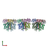 PDB entry 2qjy coloured by chain, front view.