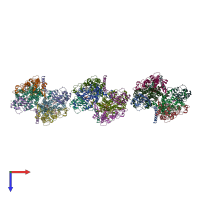 PDB entry 2qjy coloured by chain, top view.