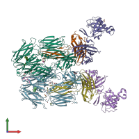 PDB entry 2qki coloured by chain, front view.