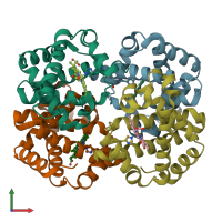 PDB entry 2qls coloured by chain, front view.