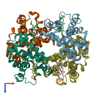 PDB entry 2qls coloured by chain, top view.