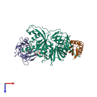 PDB entry 2qmu coloured by chain, top view.