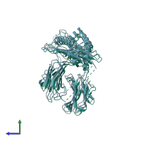 PDB entry 2qri coloured by chain, side view.