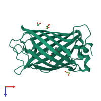 PDB entry 2qt2 coloured by chain, top view.