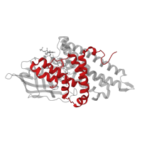 The deposited structure of PDB entry 2r0n contains 1 copy of CATH domain 1.10.540.10 (Butyryl-Coa Dehydrogenase, subunit A; domain 1) in Glutaryl-CoA dehydrogenase, mitochondrial. Showing 1 copy in chain A.