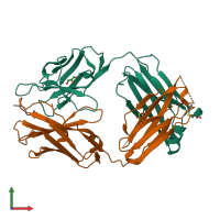 PDB entry 2r0z coloured by chain, front view.