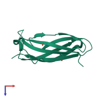 PDB entry 2r39 coloured by chain, top view.