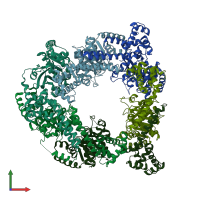 PDB entry 2r6d coloured by chain, front view.