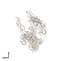 PDB entry 2r6p coloured by chain, side view.