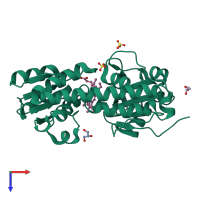 PDB entry 2r79 coloured by chain, top view.