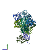 PDB entry 2r8y coloured by chain, side view.