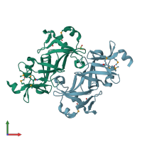 PDB entry 2re3 coloured by chain, front view.