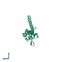PDB entry 2riq coloured by chain, side view.