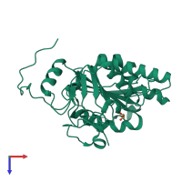 PDB entry 2riz coloured by chain, top view.