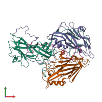 PDB entry 2rmu coloured by chain, front view.