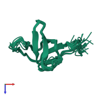 PDB entry 2rn8 coloured by chain, ensemble of 20 models, top view.