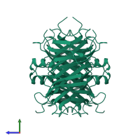 Transthyretin in PDB entry 2roy, assembly 1, side view.