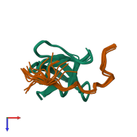 PDB entry 2rpn coloured by chain, ensemble of 20 models, top view.