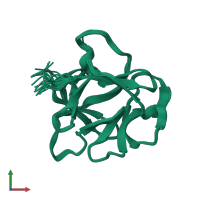 PDB entry 2rst coloured by chain, ensemble of 20 models, front view.