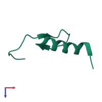 Monomeric assembly 1 of PDB entry 2ruz coloured by chemically distinct molecules, top view.