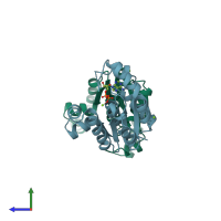 PDB entry 2shk coloured by chain, side view.