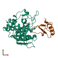 PDB entry 2sni coloured by chain, front view.