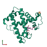 PDB entry 2spl coloured by chain, front view.