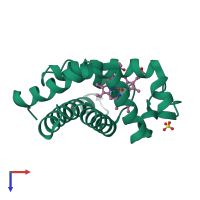 PDB entry 2spl coloured by chain, top view.