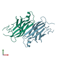 PDB entry 2trh coloured by chain, front view.