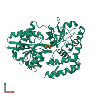 PDB entry 2uvh coloured by chain, front view.
