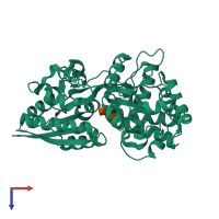 PDB entry 2uvh coloured by chain, top view.