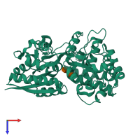 Monomeric assembly 1 of PDB entry 2uvi coloured by chemically distinct molecules, top view.